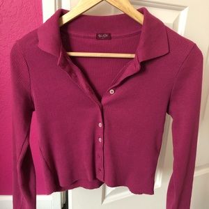 Brandy Melville NWOT Cropped Magenta Cardigan